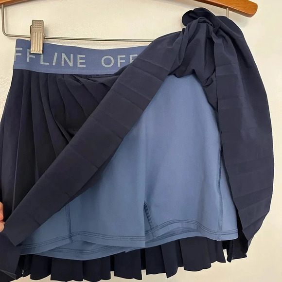 NWT Offline by Aerie Goals Logo Pleated Mini Skort Dark Blue - Picture 4 of 4